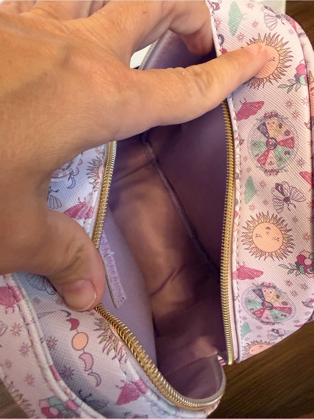 Under One Sky Pink Celestial Mini Backpack with Gold Hardware - Picture 4 of 5